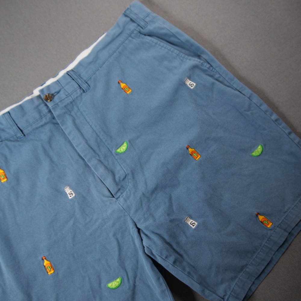 Castaway Tequila Lime Salt Embroidered Vacation Fun Costal Chino Men Shorts 40